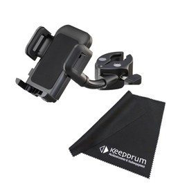 K&M 19761 Smartphone Holder with Clamp for Tubes and Tripods + Keepdrum Microfibre Cloth