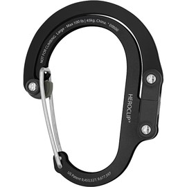 GEAR AID GEAR AID HEROCLIP Carabiner Clip and Hook (Large) for Camping, Backpack, Organization, and Garage, Stealth Black