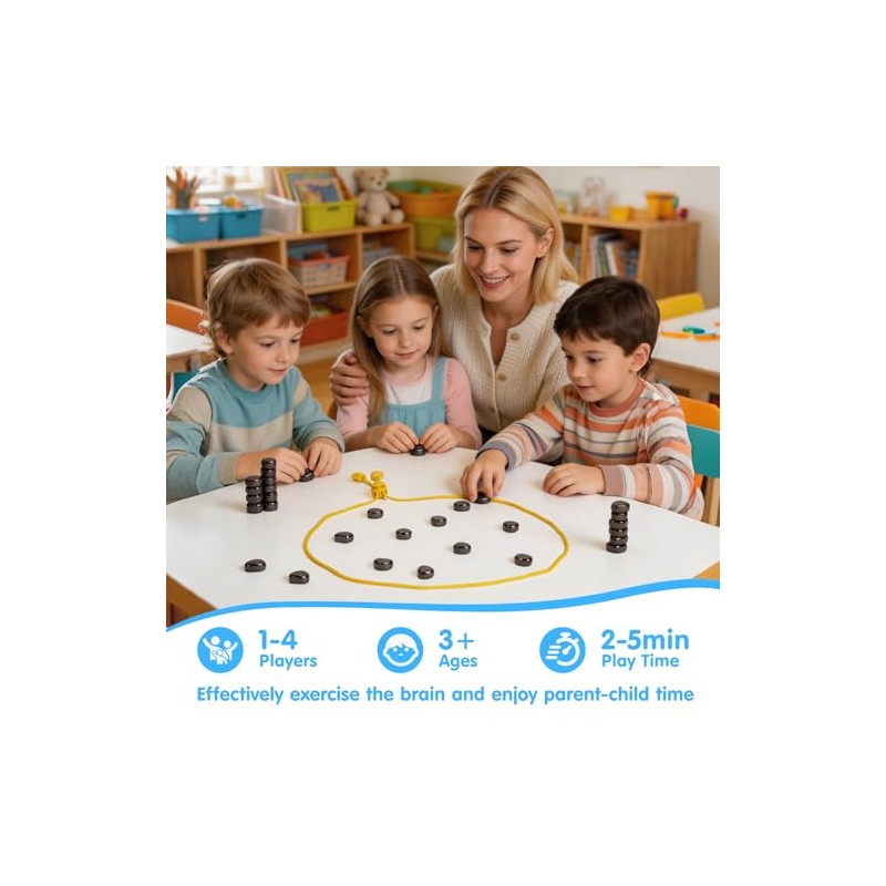 Magnet Game with 32 Stones, Magnetic Chess Game with String,
