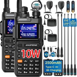 BAOFENG UV26 Ham Radio 10W (New Gen 5RM) Long Range Handheld Rechargeable Walkie Talkies with Programming Cable,Speaker Mic,Earpiece & 2500mAh Type-C Battery,Multi-Band Two-Way Radio, 2 Pack Full Kit