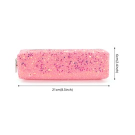 CHEERYMAGIC Pencil Case, Glitter Exam Pencil Case Slim Pen Bag with Zipper Stationery Organizer Storage Bag Aesthetic Pencil Pouch Make up Bag for Student Office School Supplies A7SFBD-Pink