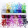 KTAARTR 12 Grids Valentines Day Nail Glitter Flakes Laser Heart