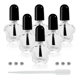 Agidea 6 botellas vacías de esmalte de uñas de 5 ml con bolas de mezcla, botellas vacías de esmalte de uñas con cepillo y embudo para aceites (forma de estrella)