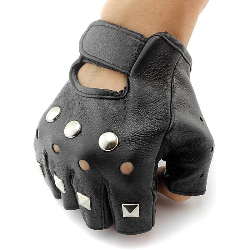 Studded Fingerless Gloves Dance Performance Gloves Costume
