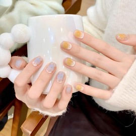 ALLEVG Nail Tips, 30 Pieces, Magnetic Type, Cheese & Sea Salt, Cute Cat Eye Nails, Spring/Summer, Popular, Japanese, Cute, Simple, Stylish, Coming of Age Ceremonies, School Entrance Ceremonies