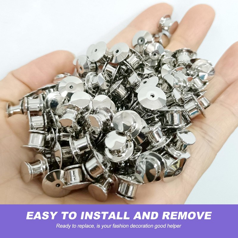 Locking Pin Backs, 30 Pcs Silver Locking Badge Pins Backs