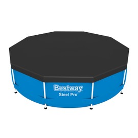 Bestway 58036 Round Cover | 10' Diameter | Protects Swimming Pools, 10-Feet, Dark Grey