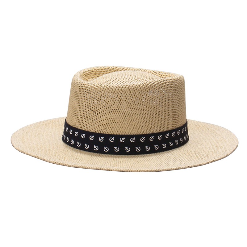 Dockers Men's Straw Fedora Hat, Tan/Navy, S/M