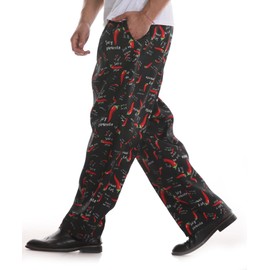 GLSEZID Men's Pepper Print Baggy Chef Pant, Classic Chili Cargo Pant (US, Alpha, Small, Big, Long, Red Peppers)