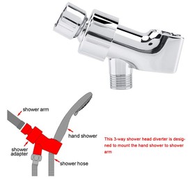 3-Way Shower Head Diverter Shower Arm Mounted Bracket Splitter Bathroom Universal Shower System Component Replacement Part Chrome Plated