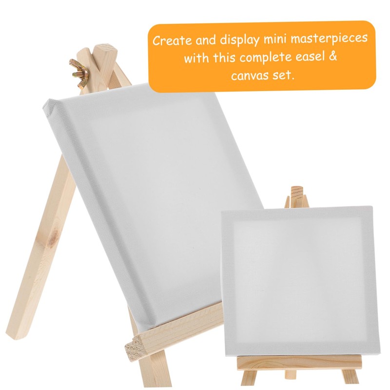Operitacx Mini Sketching Easel and Canvas Set Portable Wooden Drawing