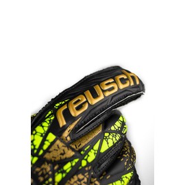 Reusch Attrakt Infinity Finger Support Goalkeeper Gloves, Black/Gold/Yellow, Size 9