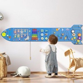Spacocld Rocket Activity Wall Busy Board Panels - Sensory Wall Panel for Kids, Montessori Toddler Wall Activity Board, Wall Toys for Toddlers 3, Activity Cube, Wall Activity Board, Blue(5PCS)