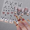 3Sheets French Leopard Nail Stickers Bow Nail Decals 3D Self-Adhesive