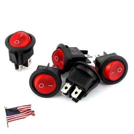 US Ship 5pcs AC 16A 250V DPST ON/Off 4 Pins Round Rocker Boat Switch Red KCD1-224