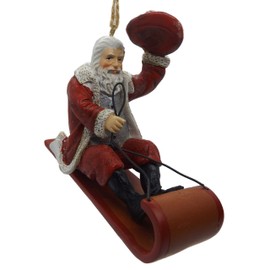 On Holiday Santa Sledding Christmas Tree Ornament