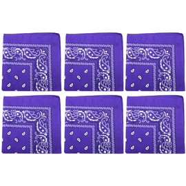 Jordefano 6 Pack Cotton Paisley Bandanas Multi-Purpose Accessories Everyday Use (Purple)