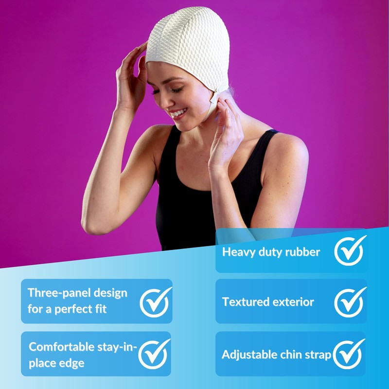 Sporti Bubble Swim Cap with Chin Strap (Red)