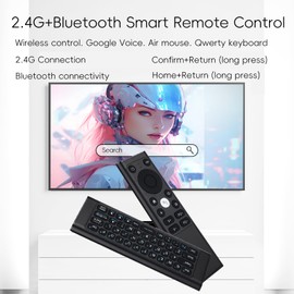 iPazzPort Mini Bluetooth Keyboard with Air Mouse - 2.4G Wireless Computer Remote, Aluminum Shell, IR Learning Button, Type-C Rechargeable, 10M Range for Smart TV/Windows/Android (Black)