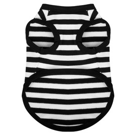 Paiaite Dog Striped Shirt Happy Color Cotton Sleeveless Puppy Shirts Breathable Pet Apparel Tank Top Colorful Puppy Sweatshirt Clothes for Small Medium Dogs Black S