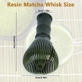 Fidqiog 1 Pcs Resin Matcha Whisk, 2.36×4.72inch Green Food-Grade Durable Chasen for Matcha Powder, Traditional Tool with Easy-Clean Design, Compact Whisk for Home & Travel Use (Green)