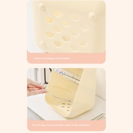 ANKROYU Desk Organizer Angled Pencil Pen Holder Cosmetic Makeup Organizer Plastic Storage Box for Home Office School Desktop Supplies Accessories (Transparent Color) (Beige)