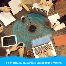 Desktop USB Conference Microphone 360° Omnidirectional Condenser Plug & Play PC Computer Mic Touch-Sensor Buttons Mute Function Compatible with Windows Mac for PC Laptop Video Conference Recording Chatting Gaming Online Class Skype VoIP Calls
