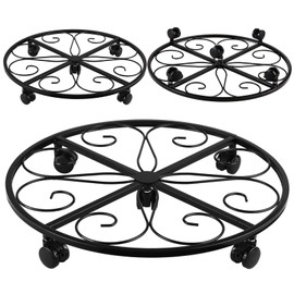 KvyusFlourish 3 Packs 20” Plant Caddy with Wheels Metal Plant Stand on Wheels for Indoor and Outdoor Plants Rolling Plant Stand with Casters Heavy Duty Plant Dolly Roller Caddy, Black