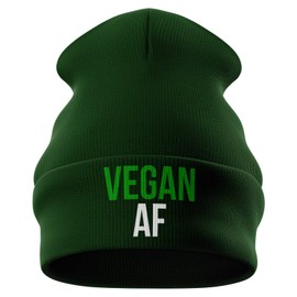 Purple Print House Gifts for Vegans - Vegan Af Funny Beanie Hat - Vegan Gifts (Bottle Green)