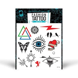 Flash Tattoo, Temporary Tattoos for Men and Women, Fake Tattoos for Children, Easy to Use and Remove (15 x 16 cm) - Designed and Made in Turkey