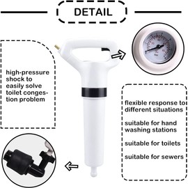 Toilet Plunger High Pressure Air Drain Blaster Air Pressure Plunger Kits Cleaner Drain Cleaning Tool Kitchen Sink Sewer Dredge Tools for Bath Toilets Bathroom Sink Bathtub Kitchen Clogged Pipe
