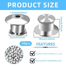 50PCS Locking Pin Backs，Metal Pin Backings& Pin Backs Locking for Pin Keepers Clasp, Lapel Pin Backs for Enamel Pins Bulk, Pin Locks Needle Back Lock/Locking Backs for Pins Sliver
