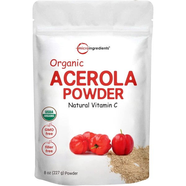 Pure Acerola Cherry Powder Organic, Natural Organic Vitamin C for Immune System