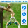 Brass Garden Hose Splitter Full Flow, Hose Splitter 2 Way