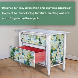 neukids 42 x 50 cm Furniture Decoupage Paper, Decorative Oil Painting Lily Art Decoration Paper Towel, Decorative Rice Paper for Bedroom Furniture Walls, for Uneven Items