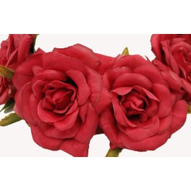 Sanrich Rose Flower Crown Headband for Women Girl, Realistic Fake Flower Floral Hair Crown (red, 1 Count)