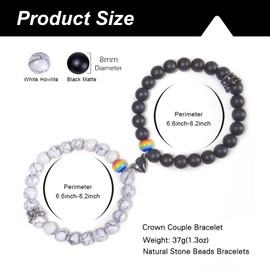 Zernblend King and Queen Crown Magnetic Matching Bracelets, Partner Bracelets for Couples, Friendship Bracelets, Partner Bracelets, Giveaway, Friendship Bracelet