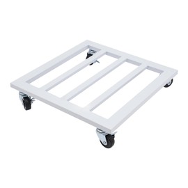 DYNAMI Plant Caddy with Wheels 14in,Heavy Duty Metal Plant Stand on Wheels,Square Flowerpot Rolling Tray Rack,Movable Planter Dolly Trolley Tray Pallet for Potted Plants Indoor Outdoor (14*14in,White)