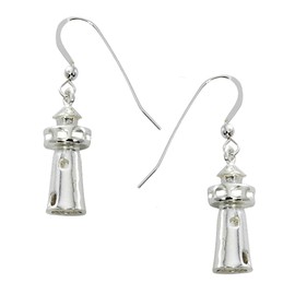 3D Lighthouse Drop Earrings SilverTone by Cape Cod Jewelry-CCJ