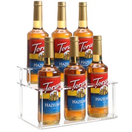 Baosia Acrylic Coffee Syrup Rack (6 Bottle Capacity),Syrup Bottle Holder Stand for Coffee Bar,Kitchen.Small Wine Rack for Bar,Family,Storage for Syrup,Wine,Condiments(Transparent)
