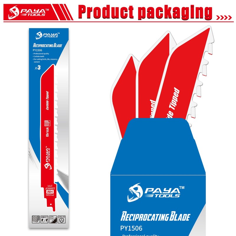 PAYA TOOLS 9-Inch Masonry Reciprocating Saw Blade, 2TPI Carbide Blades