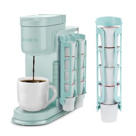 STORAGENIE K Cup Holder for Keurig, Coffee pod Storage, Side Mount | Wall Mount, Perfect for Small Counters (2 Rows/For 10 K Cups, OASIS BLUE)
