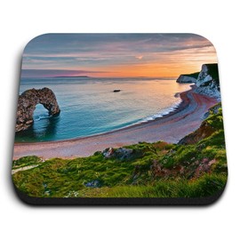 1 x Square MDF Fridge Magnet - Durdle Door Sunset Beach England 16182