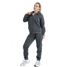Fleece Sweat Suits for Women Set Warm Sherpa Lined Zip Up Hooded Jacket and Long Pants Sets Jogging Suits Dark Grey XX-Large
