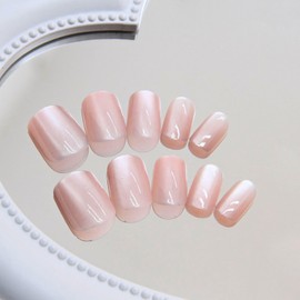 COLORBIRD Short Nail Tips, 24 Pieces, Pink, Magnetic Nails, Press-On Nails, Short, Cute, Square Off (MY032)