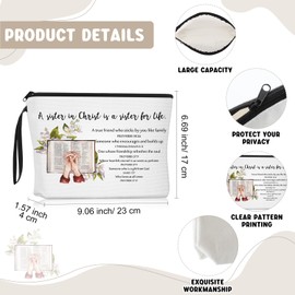 Dansydaisy 32 Pcs Women's History Month Gifts Sister in Christ Makeup Bag Bible Verse Keychains for Women Birthday Mothers Church