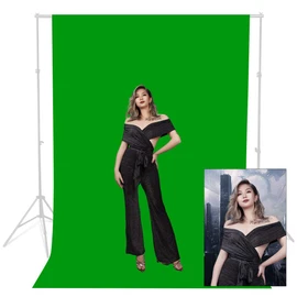 1.8x2.7m/6x9ft Green Screen, Collapsible Photo Studio Backdrop 100% Cotton Muslin Background, Green Chromakey Backdrop for Photography and Video