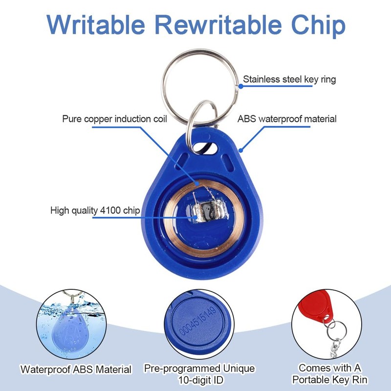 EUIEUT 50 Pcs 125kHz RFID Key Fob Proximity ID Card