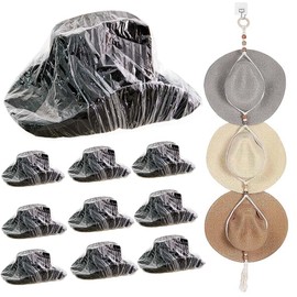 Lanxitown10Pcs Cowboy Hat Cover and One Cowboy Hat Rack Hat Protector Boho Bedroom Decor Hat Hangers For Wall Cowboy Hat Holder Hat Rack For Wall Hat Holder On Wall Cowboy Hat Case (A)