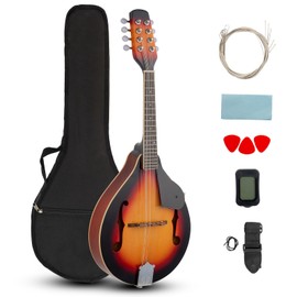 Ktaxon A-Style Mandolin Instrument Kit, 8 Strings Acoustic Mahogany Wood Mandolins Musical with Tuner, Thickened Gig Bag, Shoulder Strap, Picks for Beginners (Sunburst)